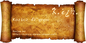 Kozicz Ágnes névjegykártya